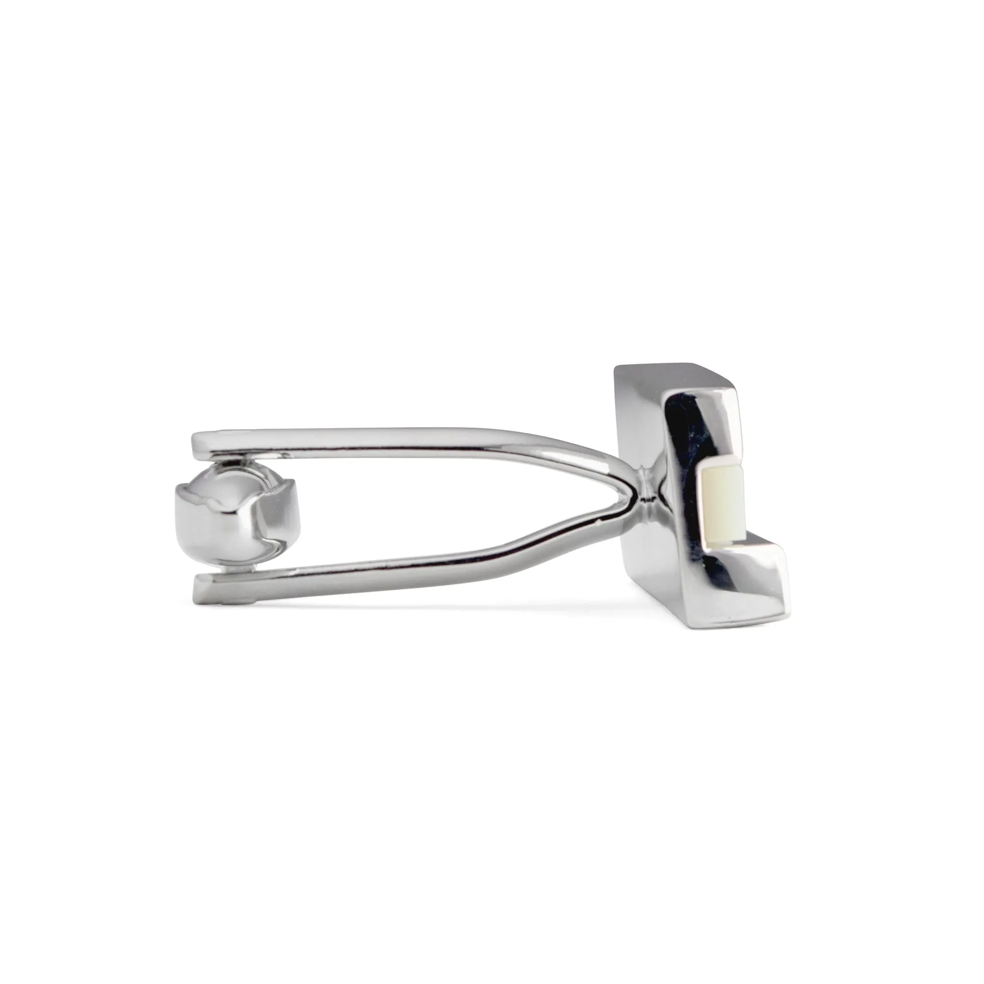 Rectangle Irregular Stacked Cufflinks with White Mother of Pearl in Rhodium Plated (Online Exclusive)