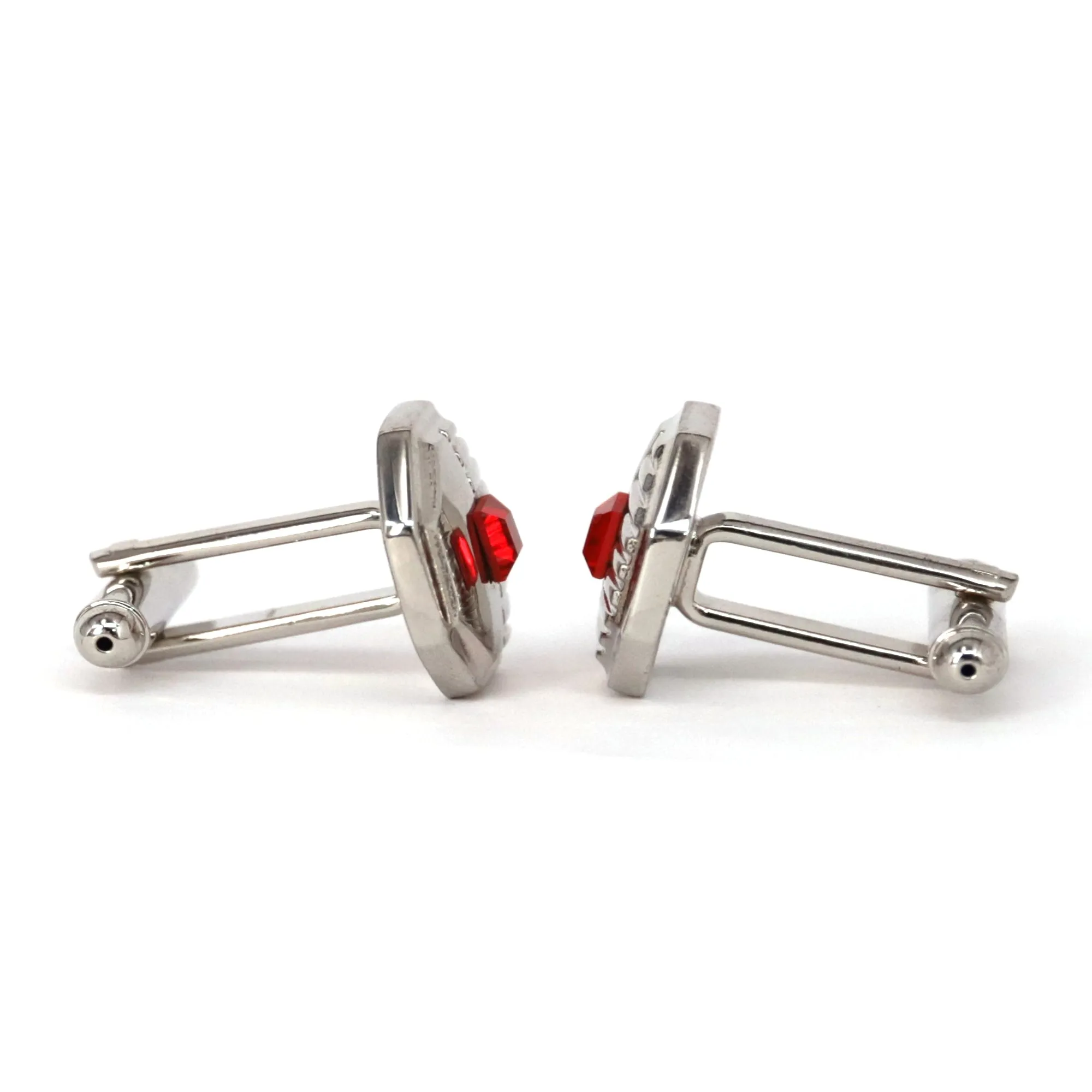 Red Crystal dot Octagon Cufflink (Online Exclusive)