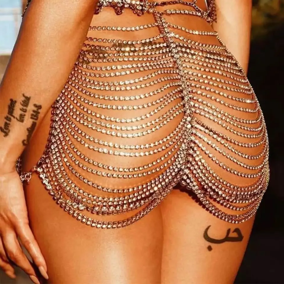 Rhinestone Butt Tassel Body Chain