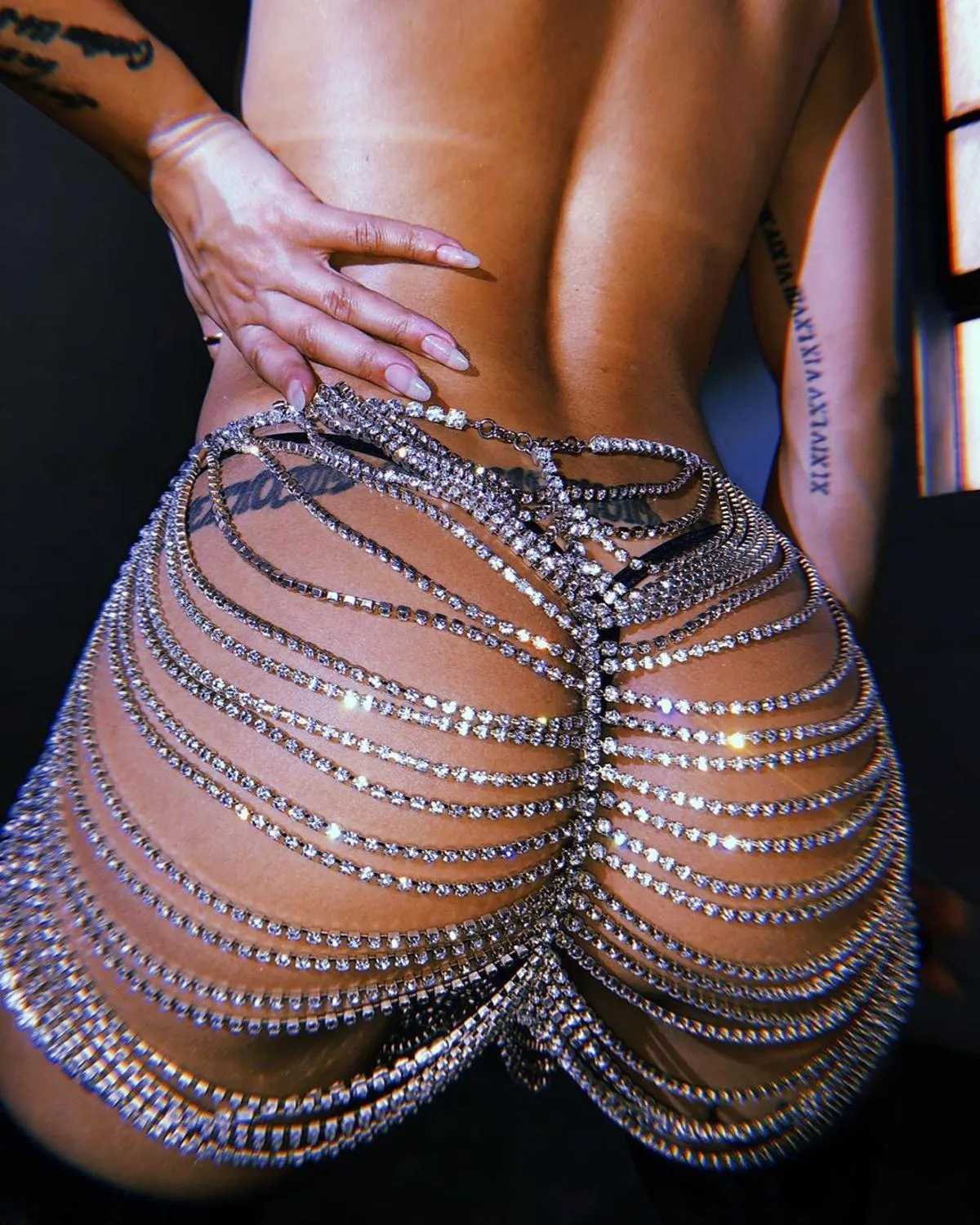 Rhinestone Butt Tassel Body Chain