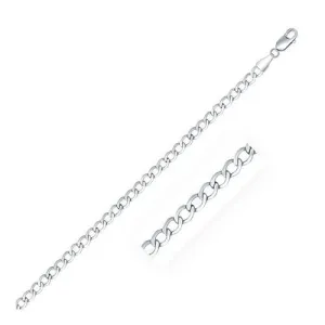 Rhodium Plated 3.7mm Sterling Silver Curb Style Chain, size 18''
