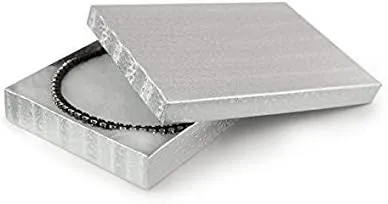 RJ Displays 25 Pack Silver Cotton Filled Jewelry Box Necklace, Belt Buckle, Pendant, Brooch, Bracelet, Bangle, Anklet -Size 5.25" X 3.75" X 1"