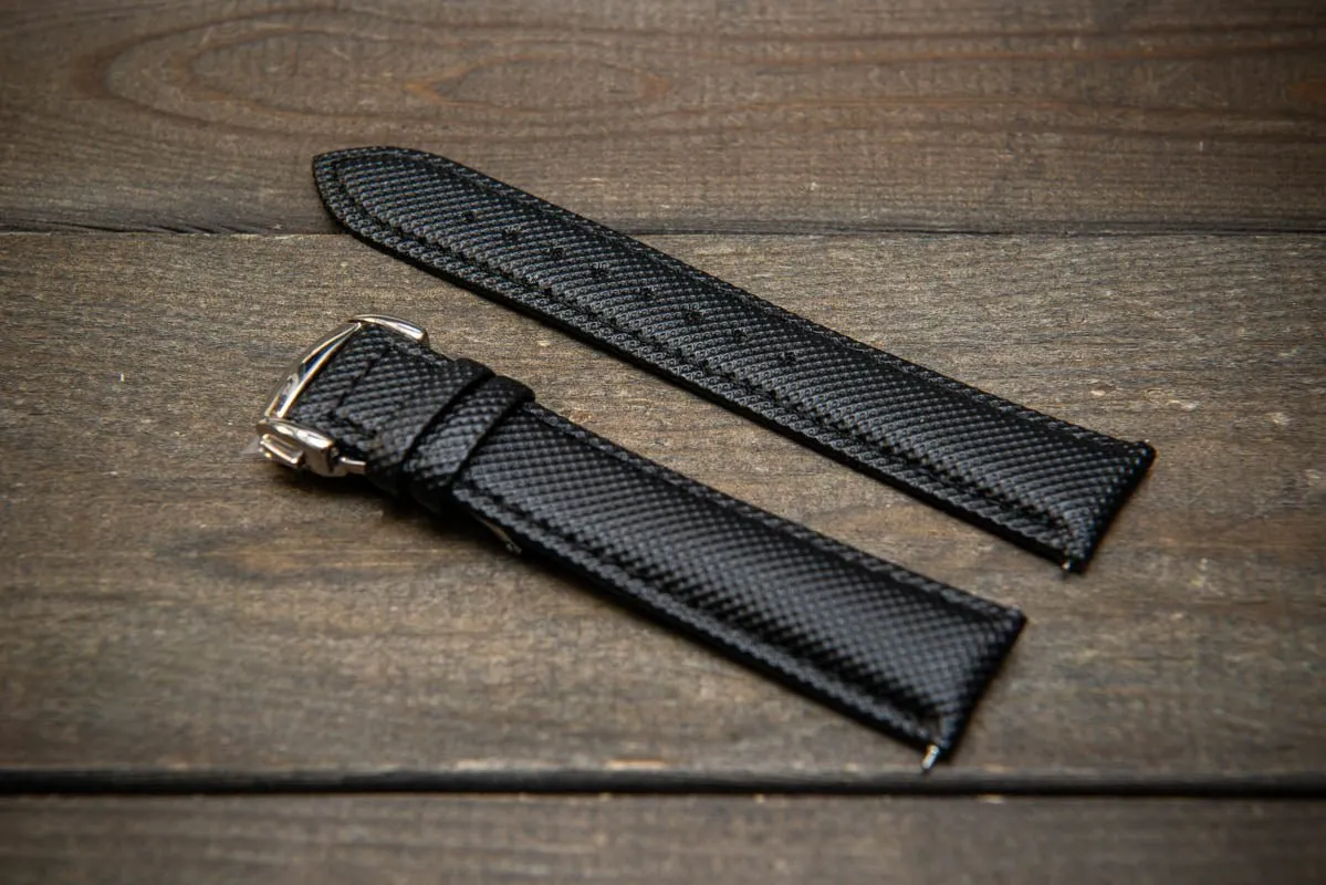 Sailcloth quick-release watch strap for Omega watches with Omega style clasp. Watch lugs: 22x20 mm, 21x20 mm, 20x18 mm, 19x18 mm