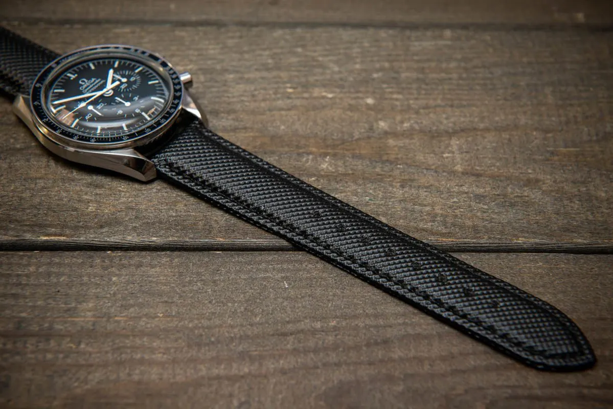 Sailcloth quick-release watch strap for Omega watches with Omega style clasp. Watch lugs: 22x20 mm, 21x20 mm, 20x18 mm, 19x18 mm