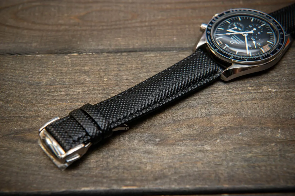 Sailcloth quick-release watch strap for Omega watches with Omega style clasp. Watch lugs: 22x20 mm, 21x20 mm, 20x18 mm, 19x18 mm