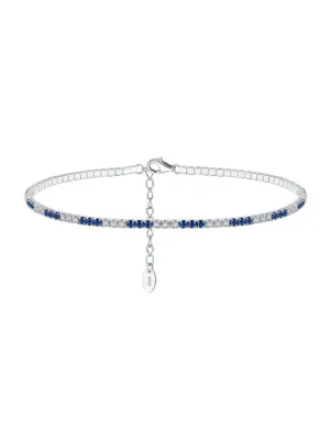 Sapphire Tennis Anklet 925 Sterling Silver Cubic Zirconia Simulated Diamonds Women's Fine Jewelry