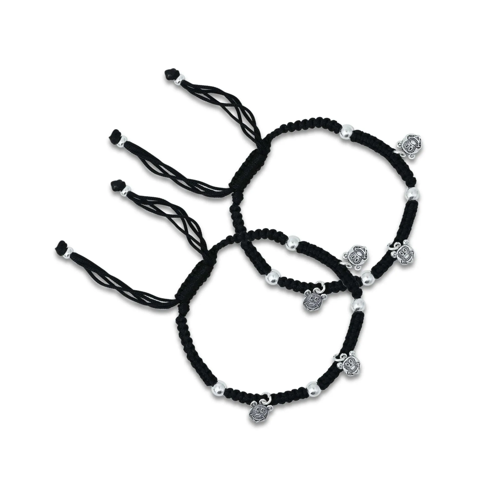 Silver Evil Eye with Silver and Gold Beads Dhaga Payal