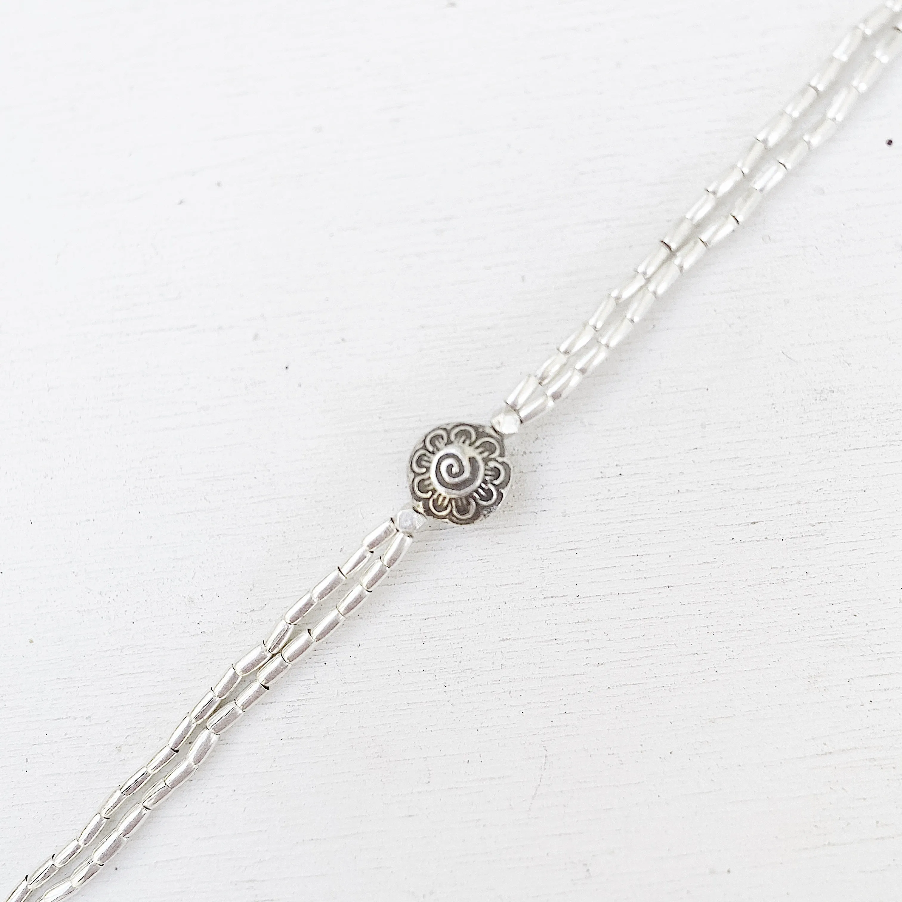 SILVER FLOWER SWIRL ANKLET