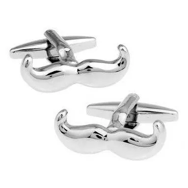 Silver Gentleman's Moustache Cufflinks