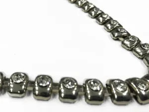 Silver Rectangular Designer Metal Chains with Stone (12 mm)