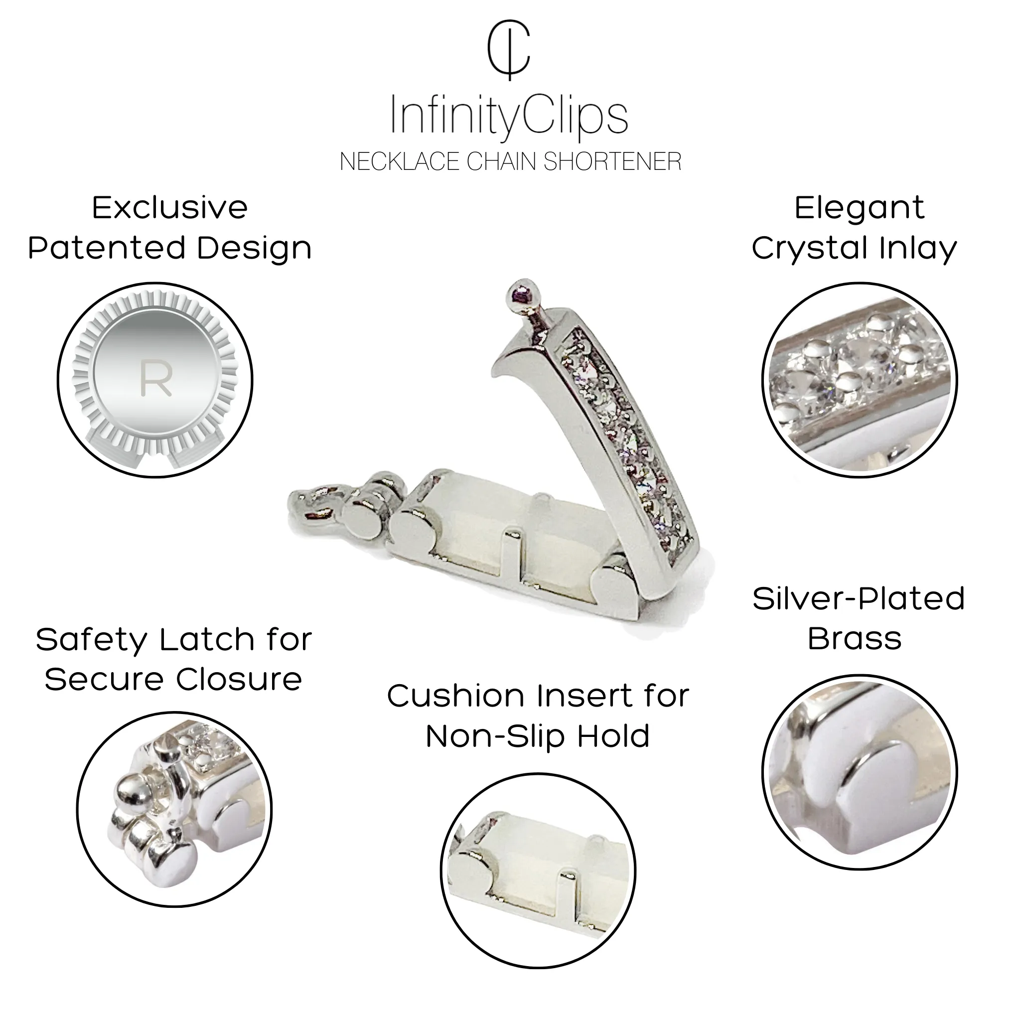 Small Rhodium Silver Classic Shortener