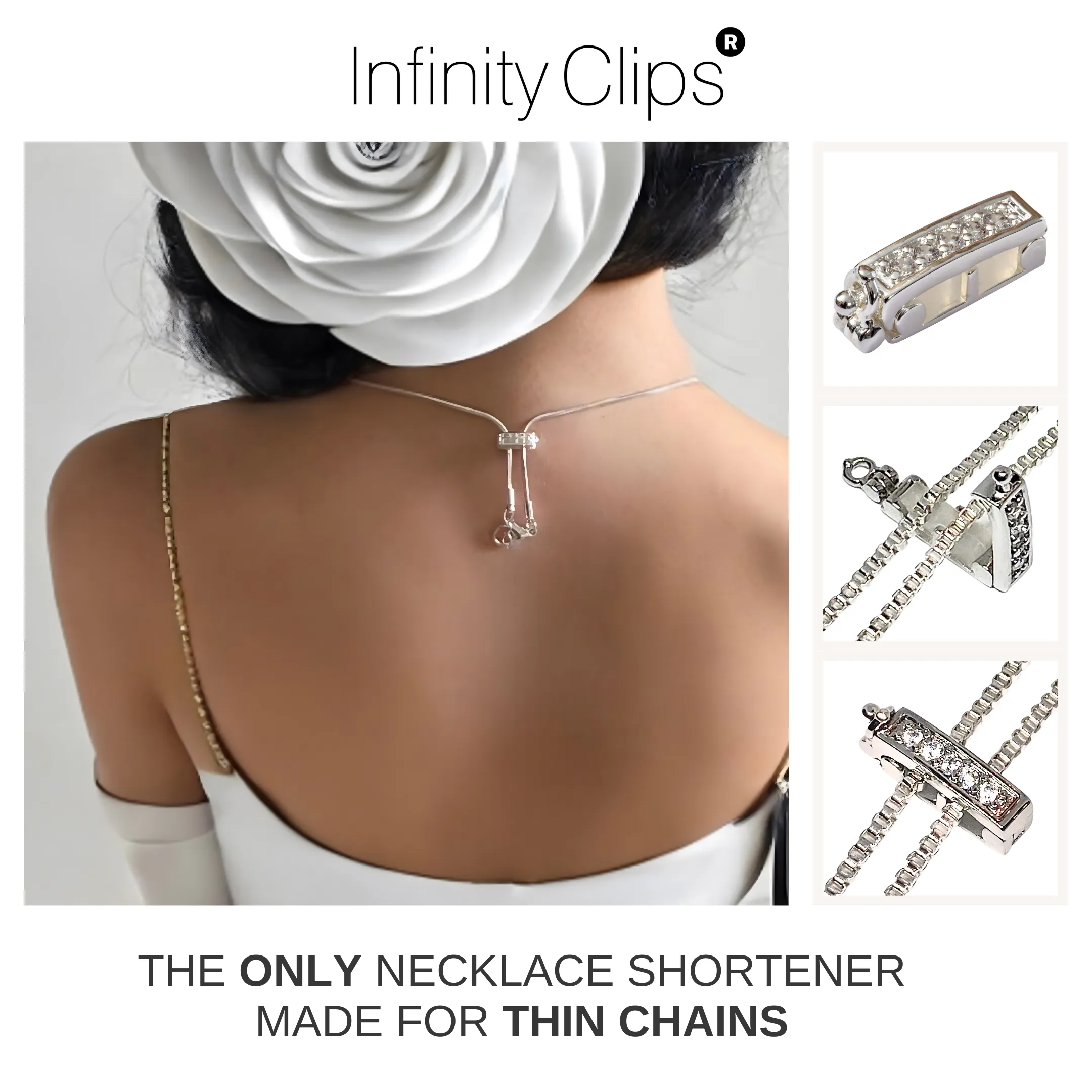 Small Rhodium Silver Classic Shortener