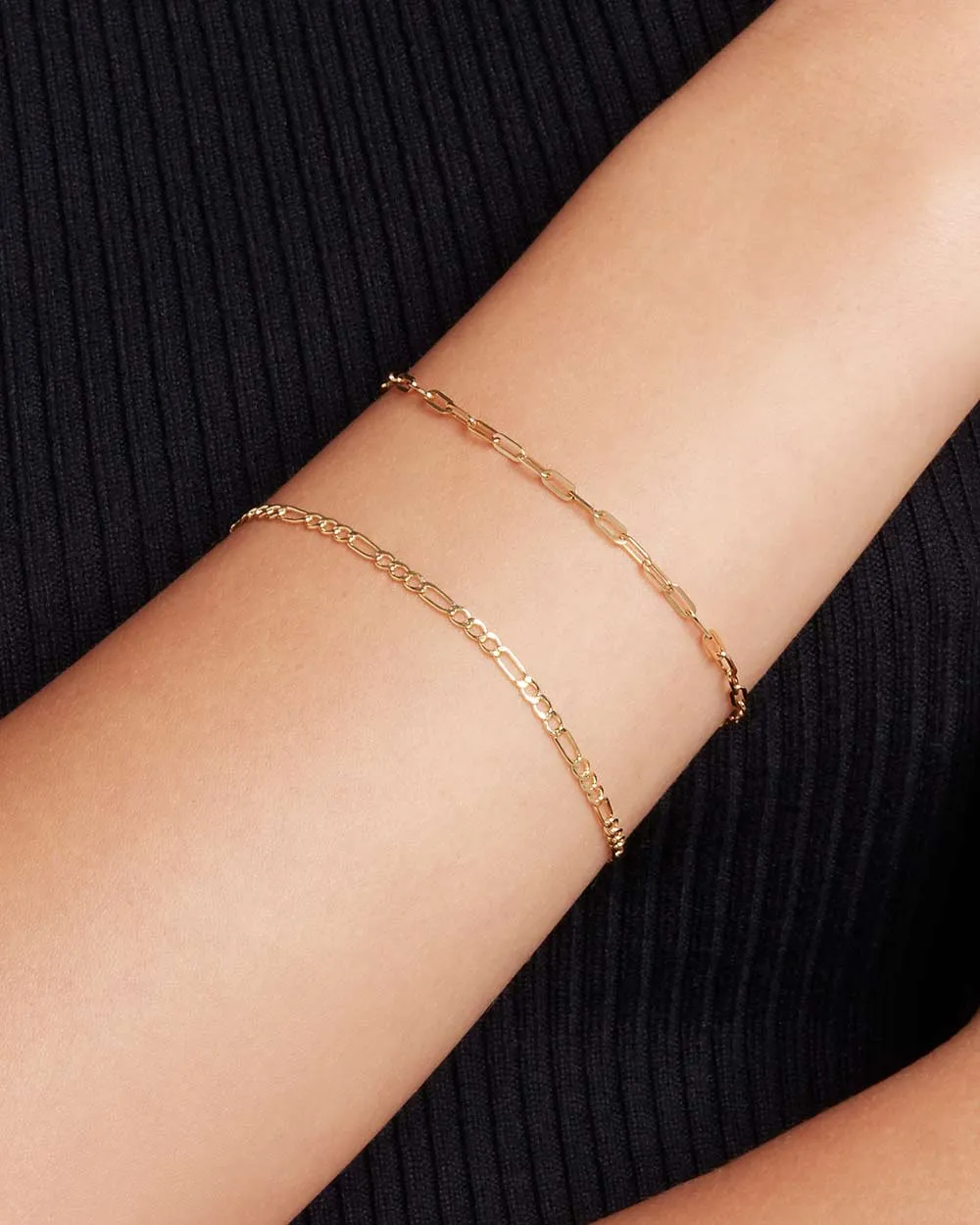 Solid Gold Paper Chain Bracelet
