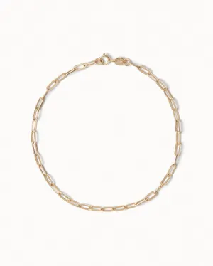 Solid Gold Paper Chain Bracelet