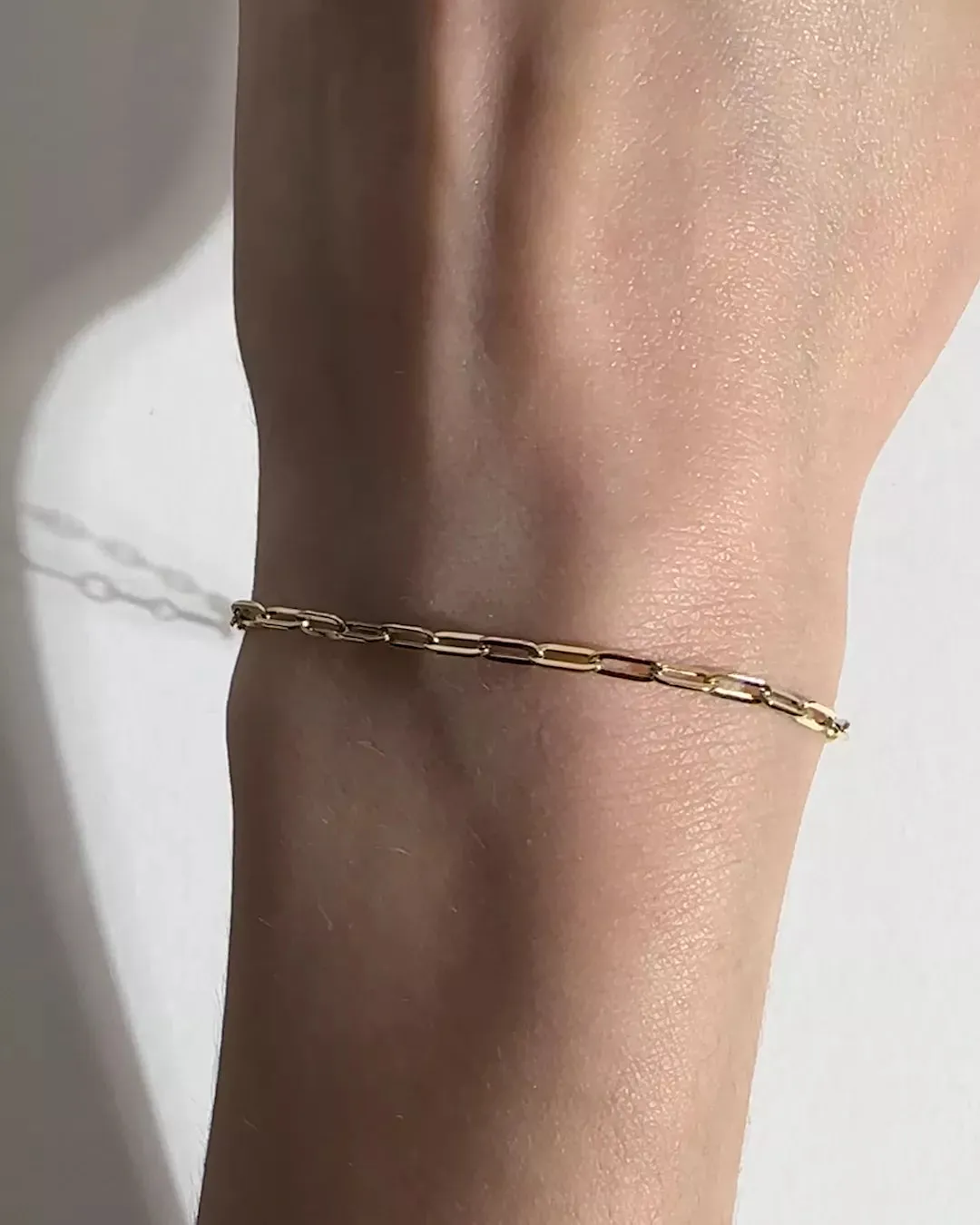 Solid Gold Paper Chain Bracelet