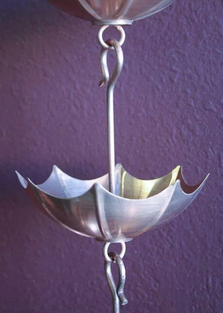 Stacked Umbrella Rain Chain - Decorative Aluminum Water Feature