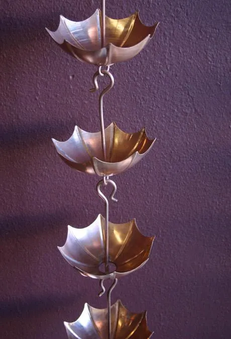 Stacked Umbrella Rain Chain - Decorative Aluminum Water Feature