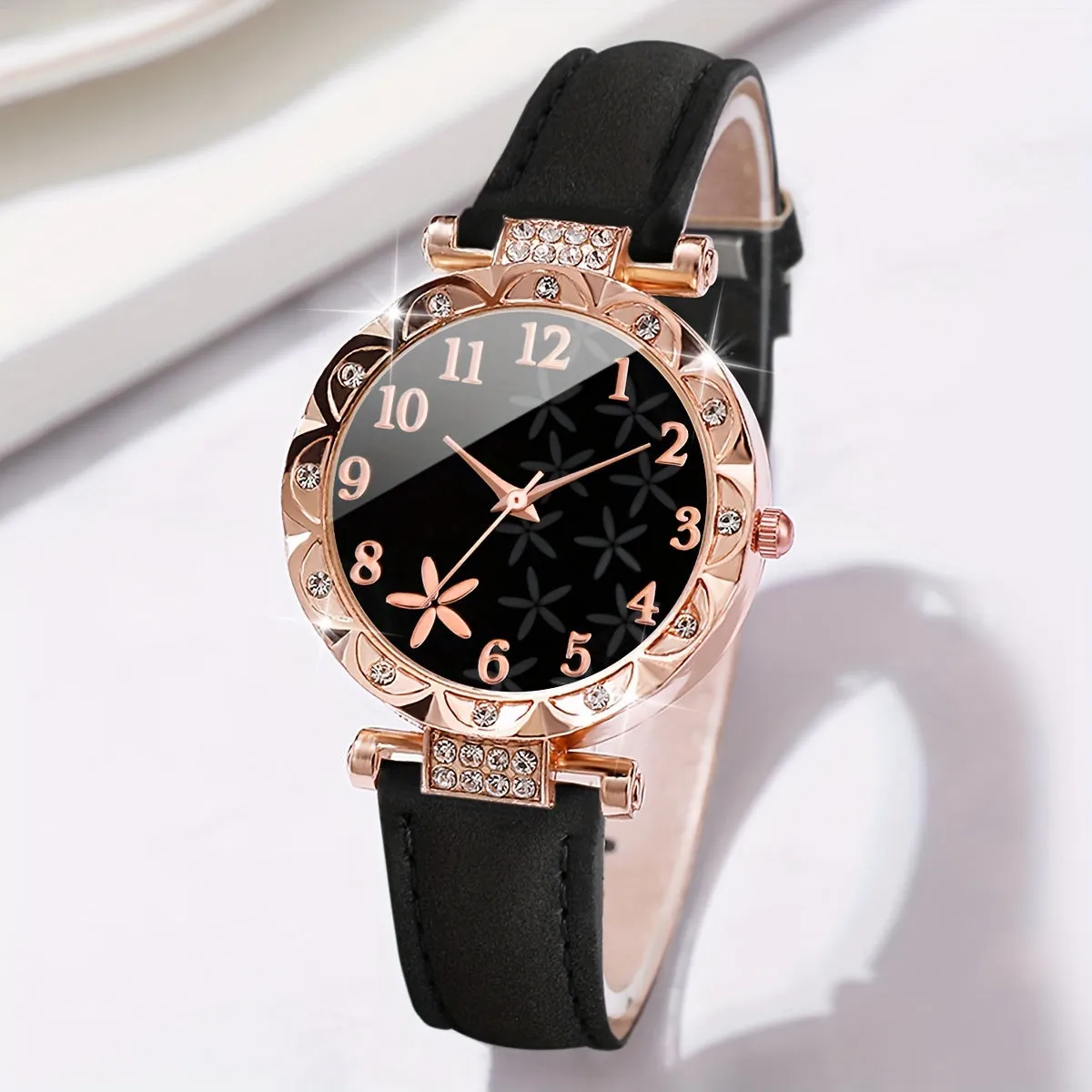 Stylish 6piece Womens Flower Watch  Bracelets Perfect Gift