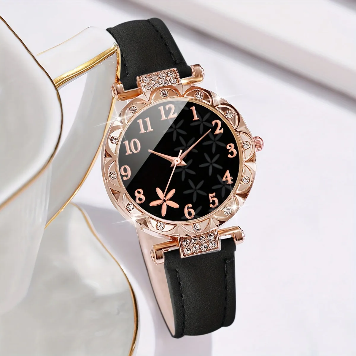 Stylish 6piece Womens Flower Watch  Bracelets Perfect Gift
