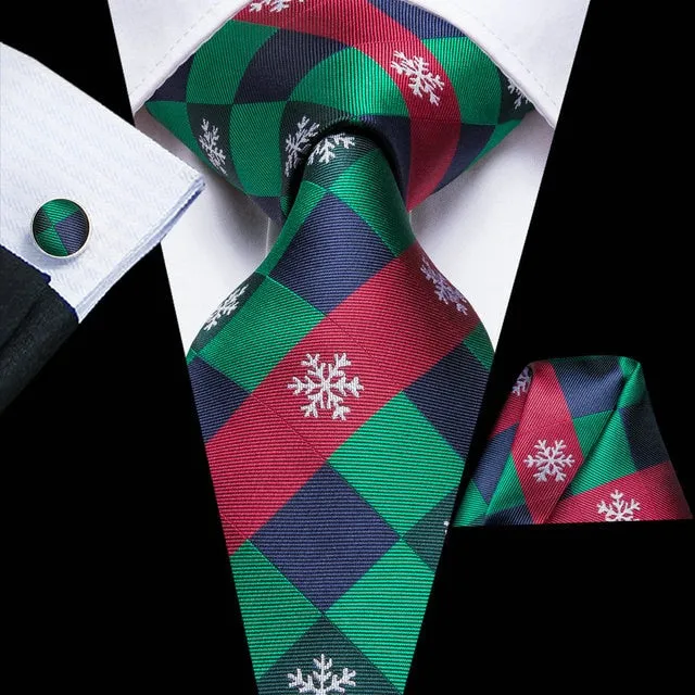 Teal Green Solid Paisley Silk Tie Set