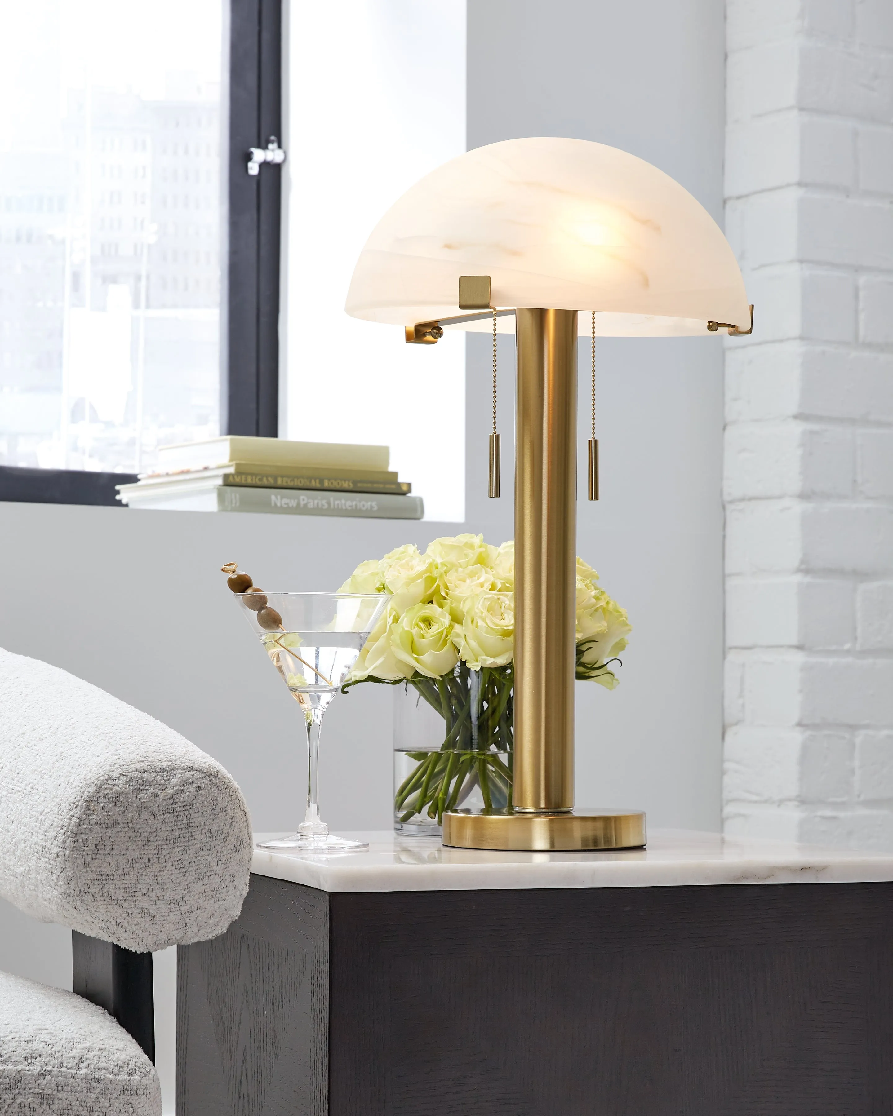 Tobbinsen 2-Piece Table Lamp Set in Brass Finish