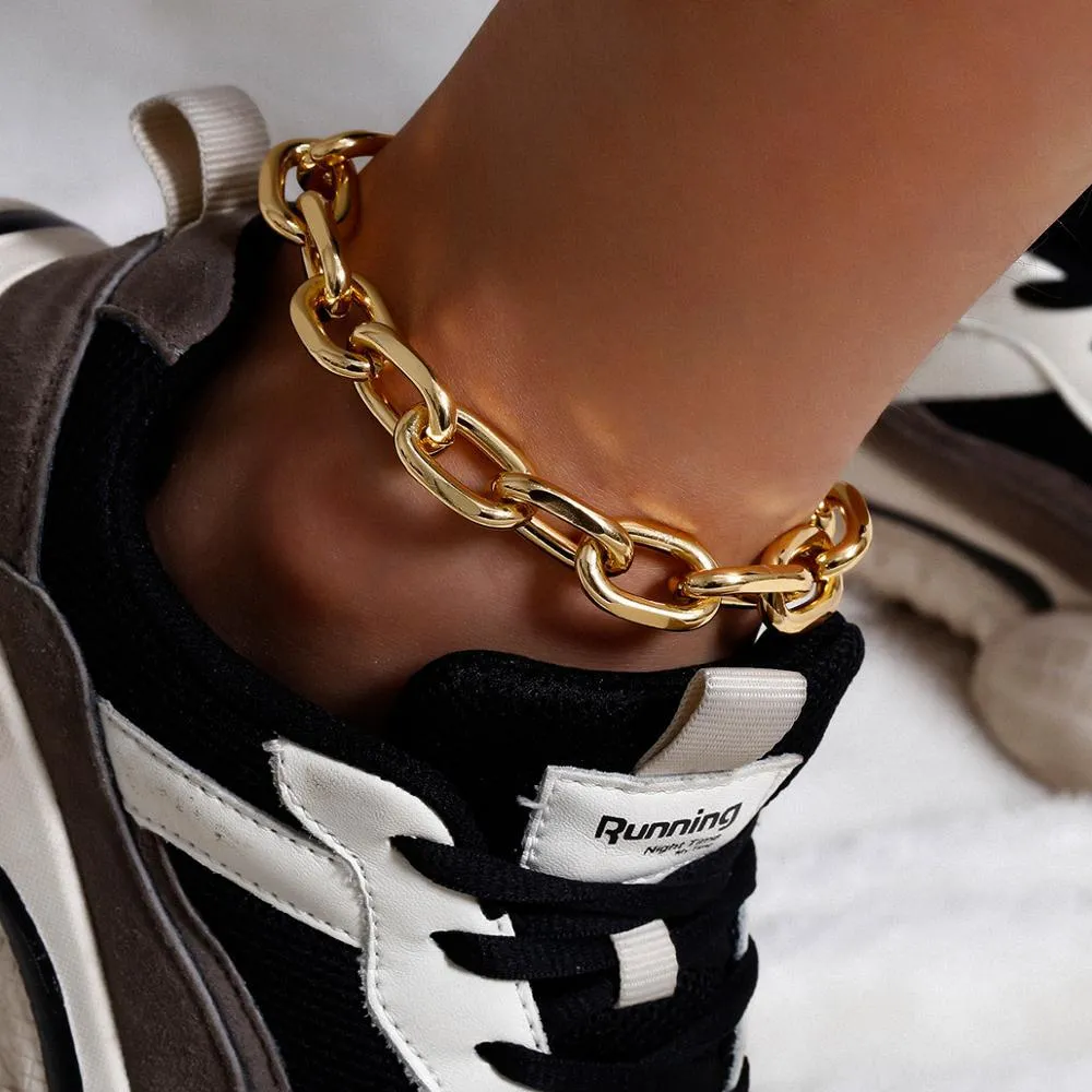 Vintage Cuba Link Chain Anklets for Women Anklet Summer Foot Jewelry