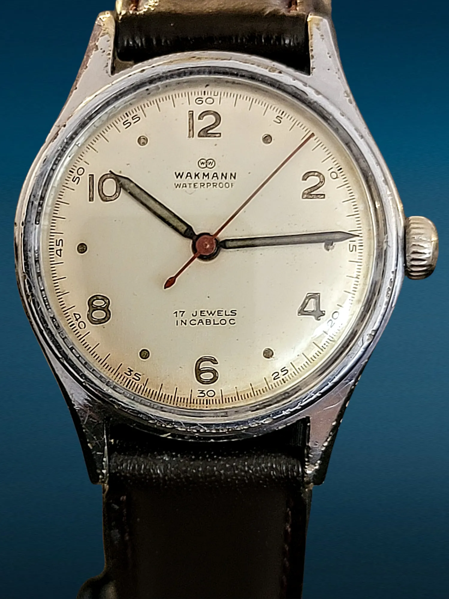 WAKMANN Watch Military Style Cal. BOREL FILS ET Cie. ETA 1080 17 Jewels Swiss