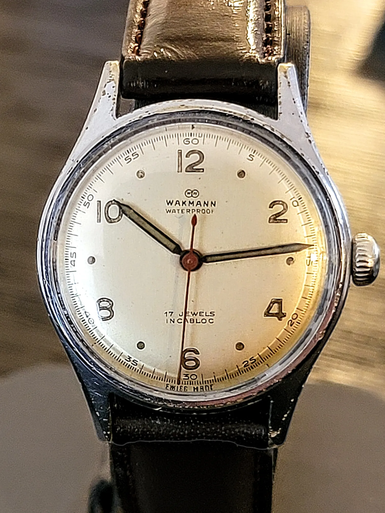 WAKMANN Watch Military Style Cal. BOREL FILS ET Cie. ETA 1080 17 Jewels Swiss