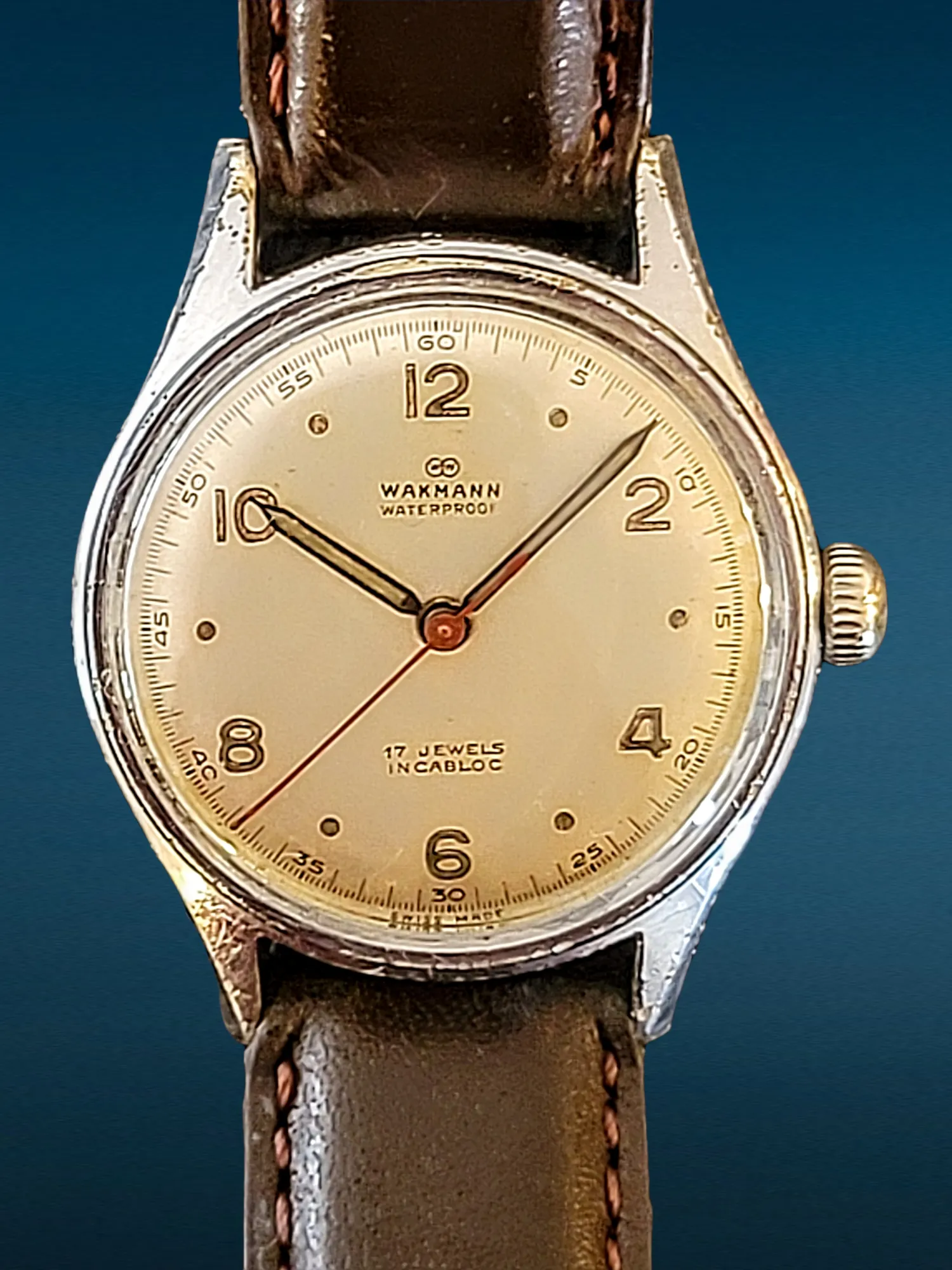 WAKMANN Watch Military Style Cal. BOREL FILS ET Cie. ETA 1080 17 Jewels Swiss