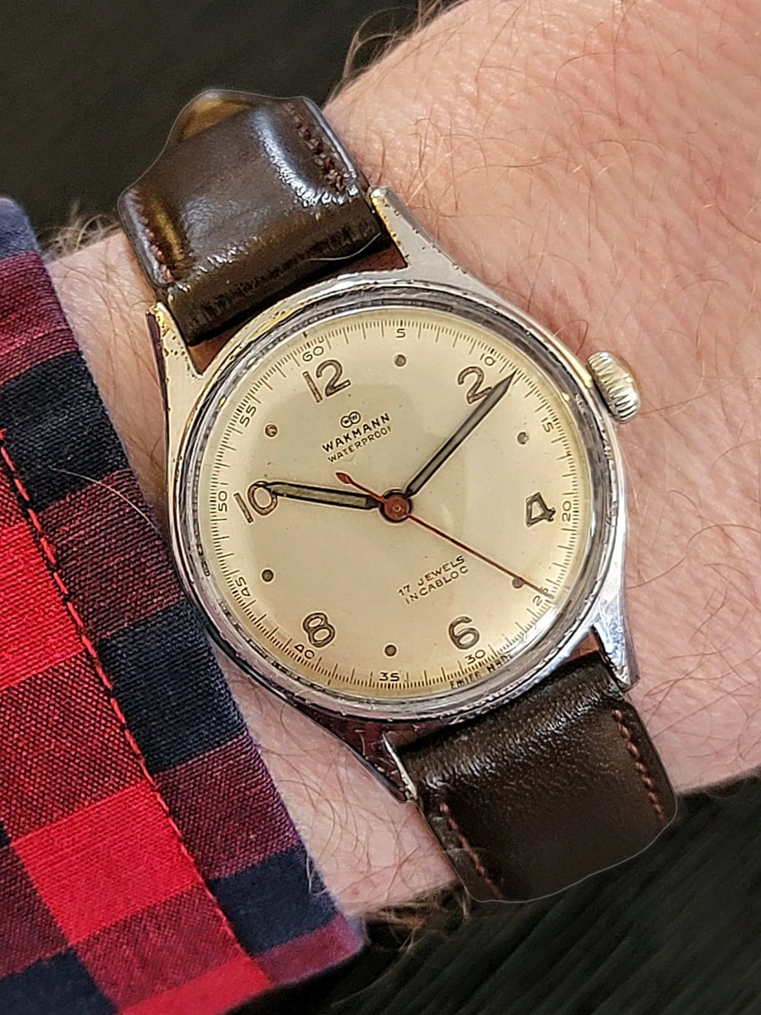 WAKMANN Watch Military Style Cal. BOREL FILS ET Cie. ETA 1080 17 Jewels Swiss