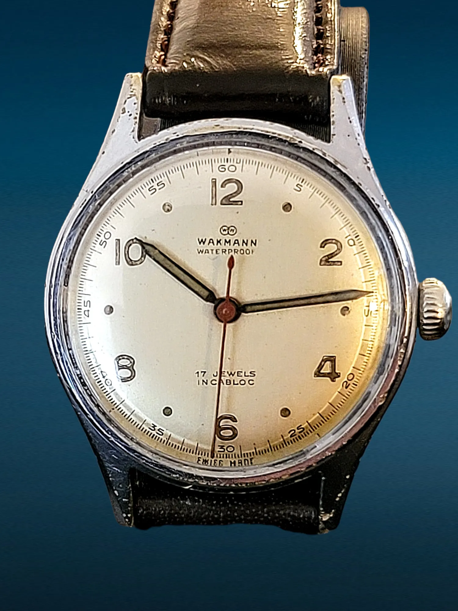 WAKMANN Watch Military Style Cal. BOREL FILS ET Cie. ETA 1080 17 Jewels Swiss