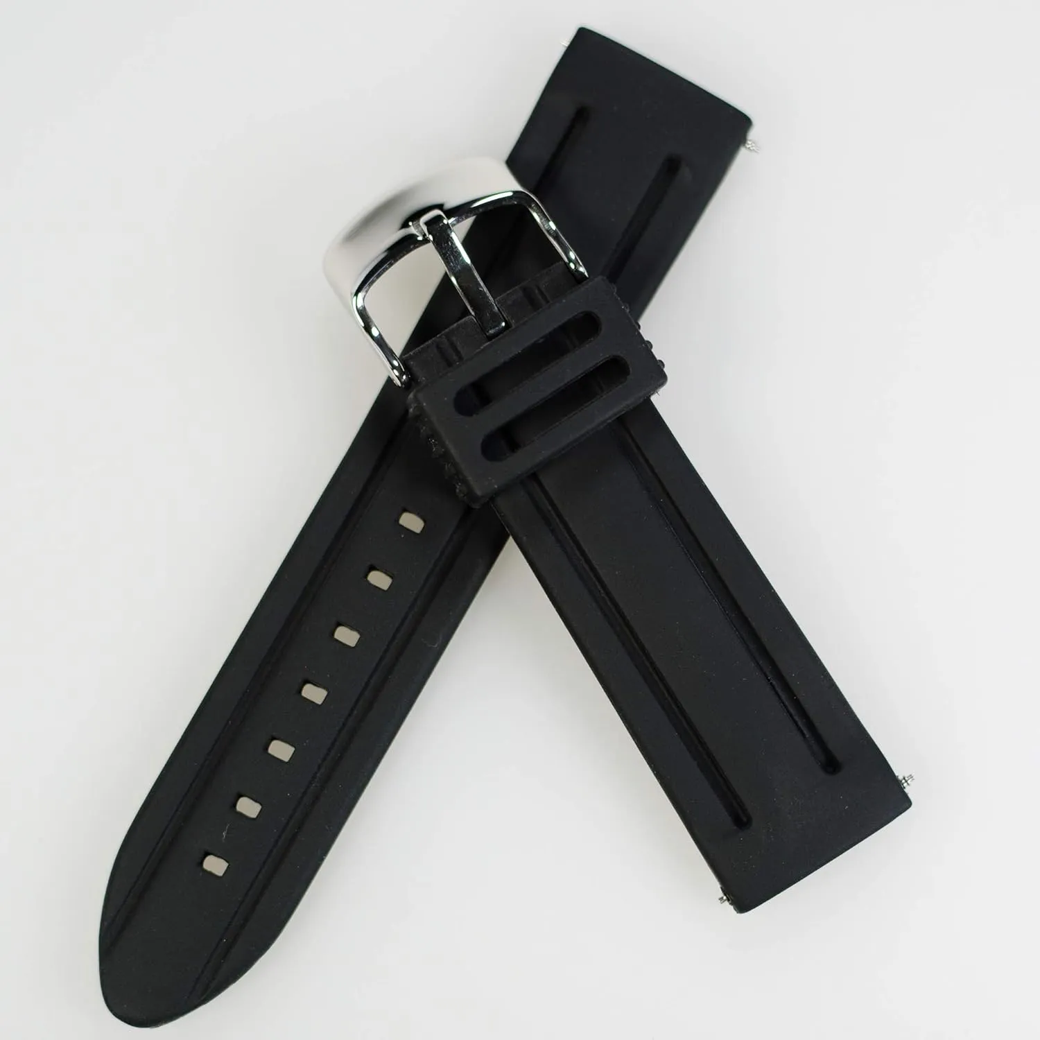 Watch Bands - Soft Silicone watch straps and Stainless Steel Interchangeable Watch Band Straps,Width -24mm,22mm,20mm,18mm Silky Soft Rubber Watch Bands