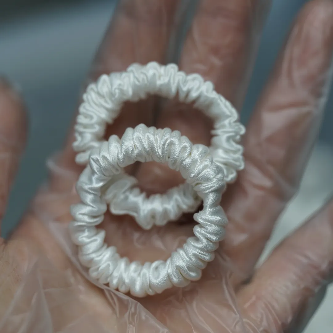 White Silk Scrunchie Tiny - For Adult / Baby / Toddler