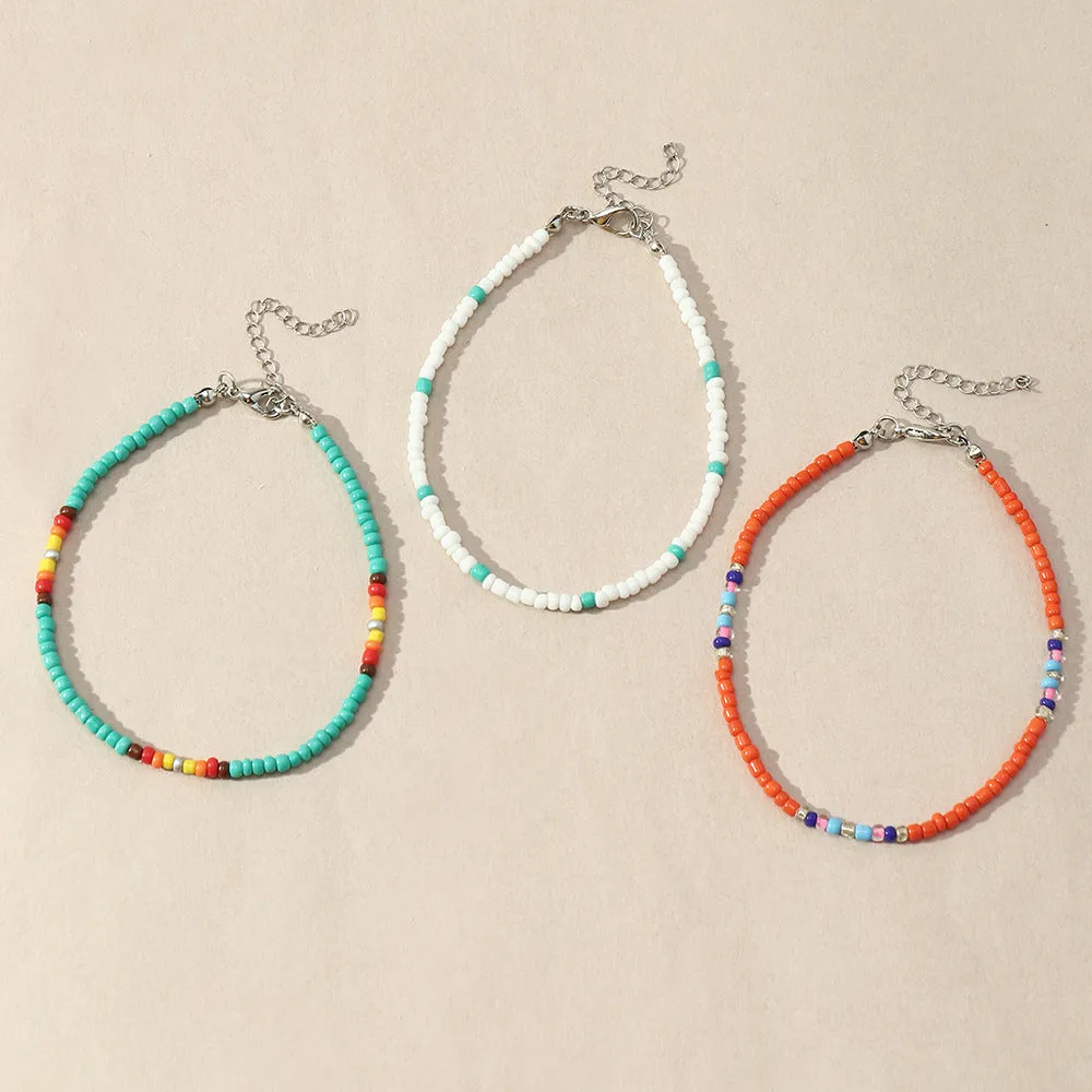 Wholesale Boho Ethnic Color Rice Bead AnkletJDC-AS-NZ013