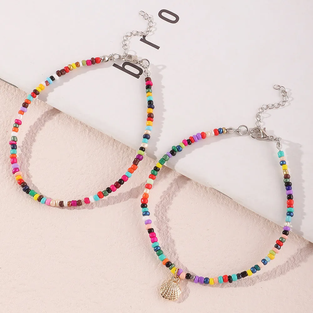 Wholesale Boho Ethnic Color Rice Bead AnkletJDC-AS-NZ013