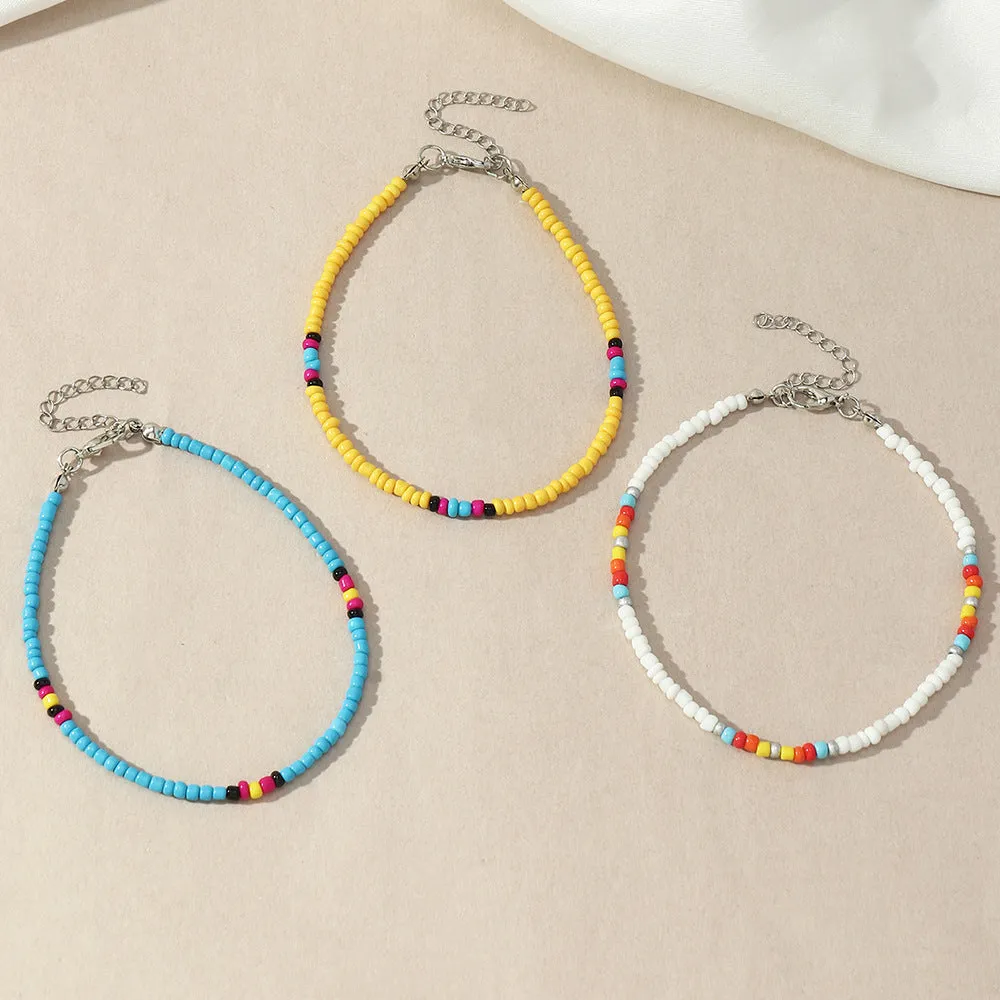 Wholesale Boho Ethnic Color Rice Bead AnkletJDC-AS-NZ013
