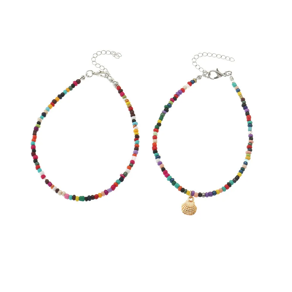 Wholesale Boho Ethnic Color Rice Bead AnkletJDC-AS-NZ013