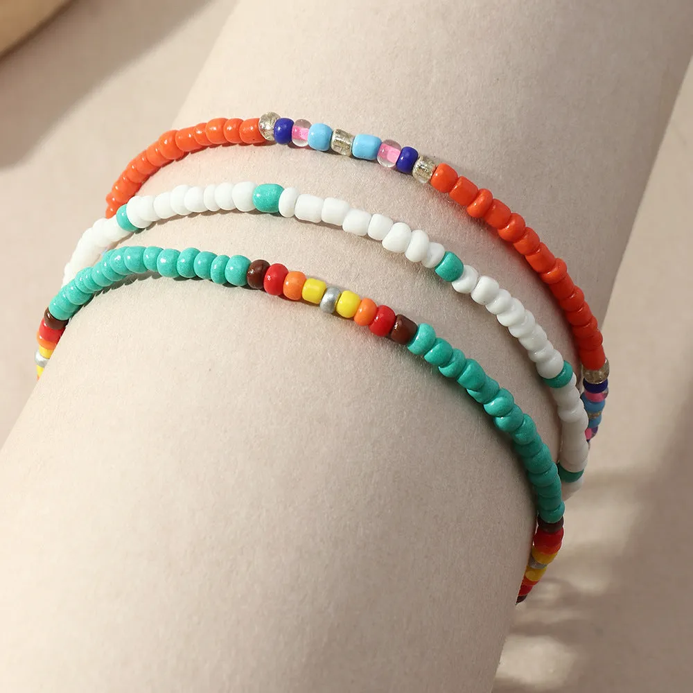 Wholesale Boho Ethnic Color Rice Bead AnkletJDC-AS-NZ013