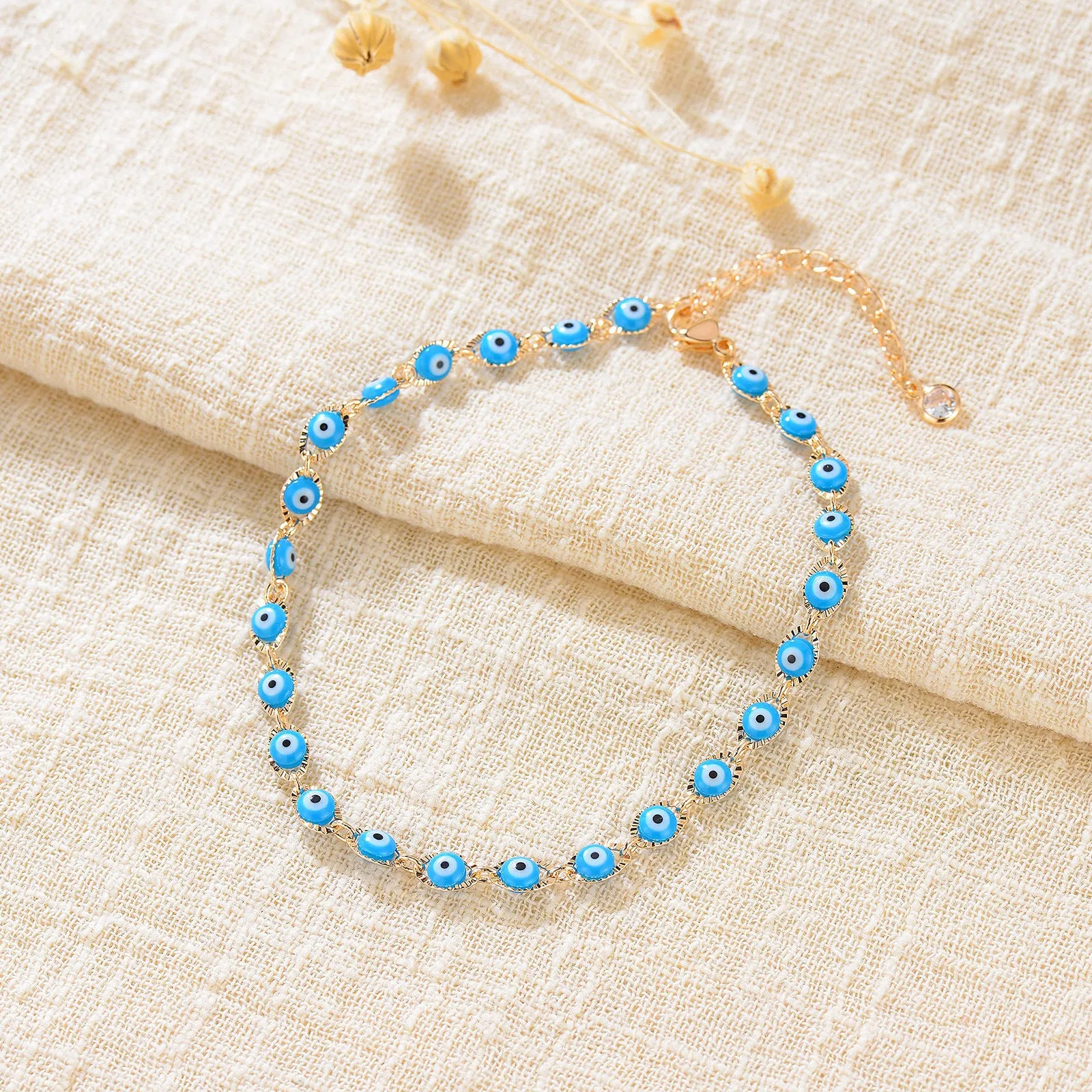 Wholesale Devil's Eye Anklet Lucky Blue Eyes Boho MOQ≥2 JDC-AS-ChuJ002