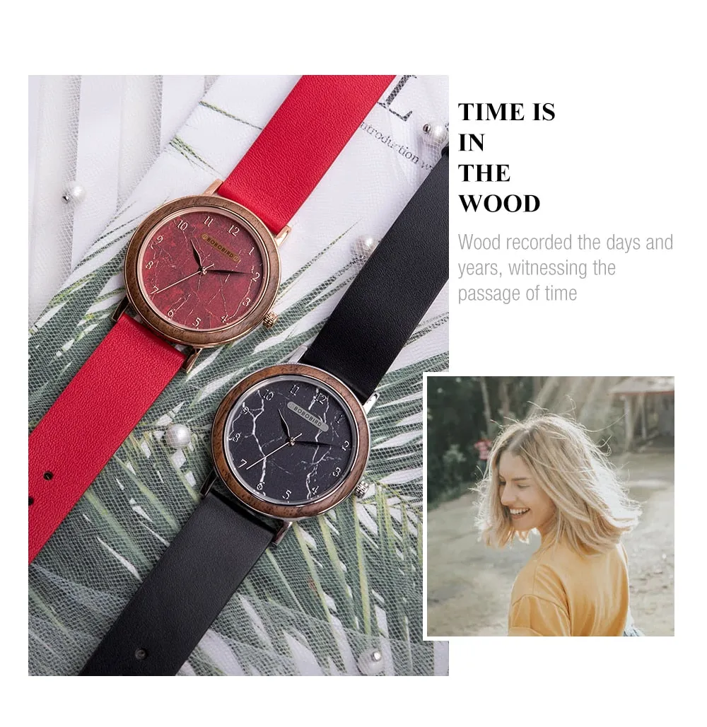 Women Watch Female Alloy Wristwatch Casual fashion Quartz Timepiece Clock Wooden