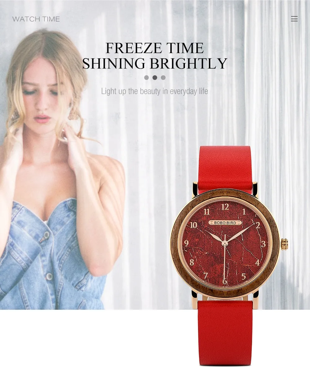 Women Watch Female Alloy Wristwatch Casual fashion Quartz Timepiece Clock Wooden