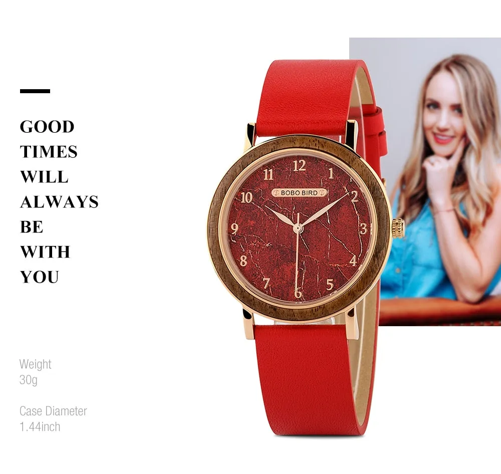 Women Watch Female Alloy Wristwatch Casual fashion Quartz Timepiece Clock Wooden