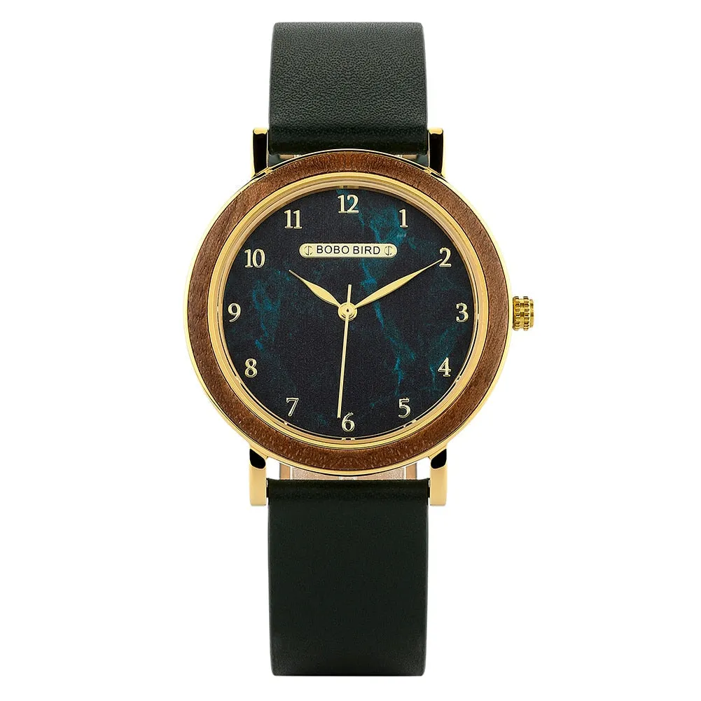 Women Watch Female Alloy Wristwatch Casual fashion Quartz Timepiece Clock Wooden